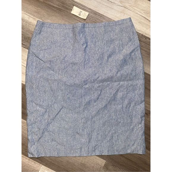 Banana Republic NWT Silk/Linen Blend Blue Textured Pencil Skirt, Sz 14, MSRP $88